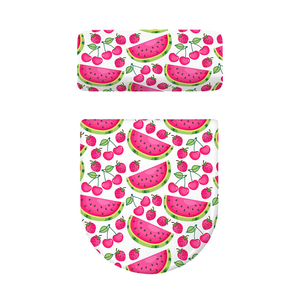 Cute Berry Watermelon Pattern Print Toilet Lid And Tank Cover Set