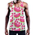 Cute Berry Watermelon Pattern Print Men's Workout Tank Top