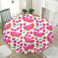 Cute Berry Watermelon Pattern Print Waterproof Round Tablecloth