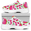 Cute Berry Watermelon Pattern Print White Chunky Shoes