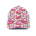 Cute Berry Watermelon Pattern Print White Mesh Trucker Hat