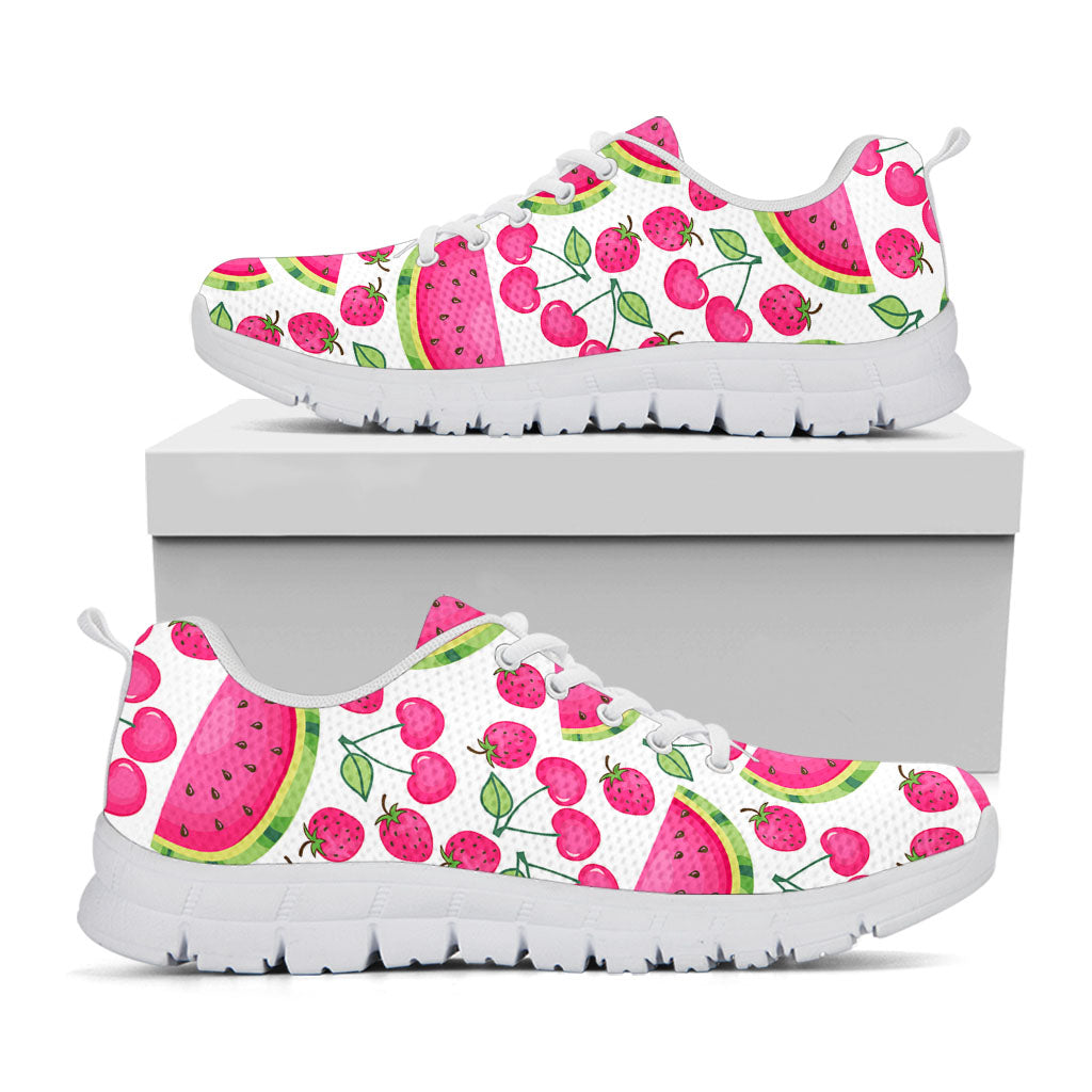 Cute Berry Watermelon Pattern Print White Running Shoes
