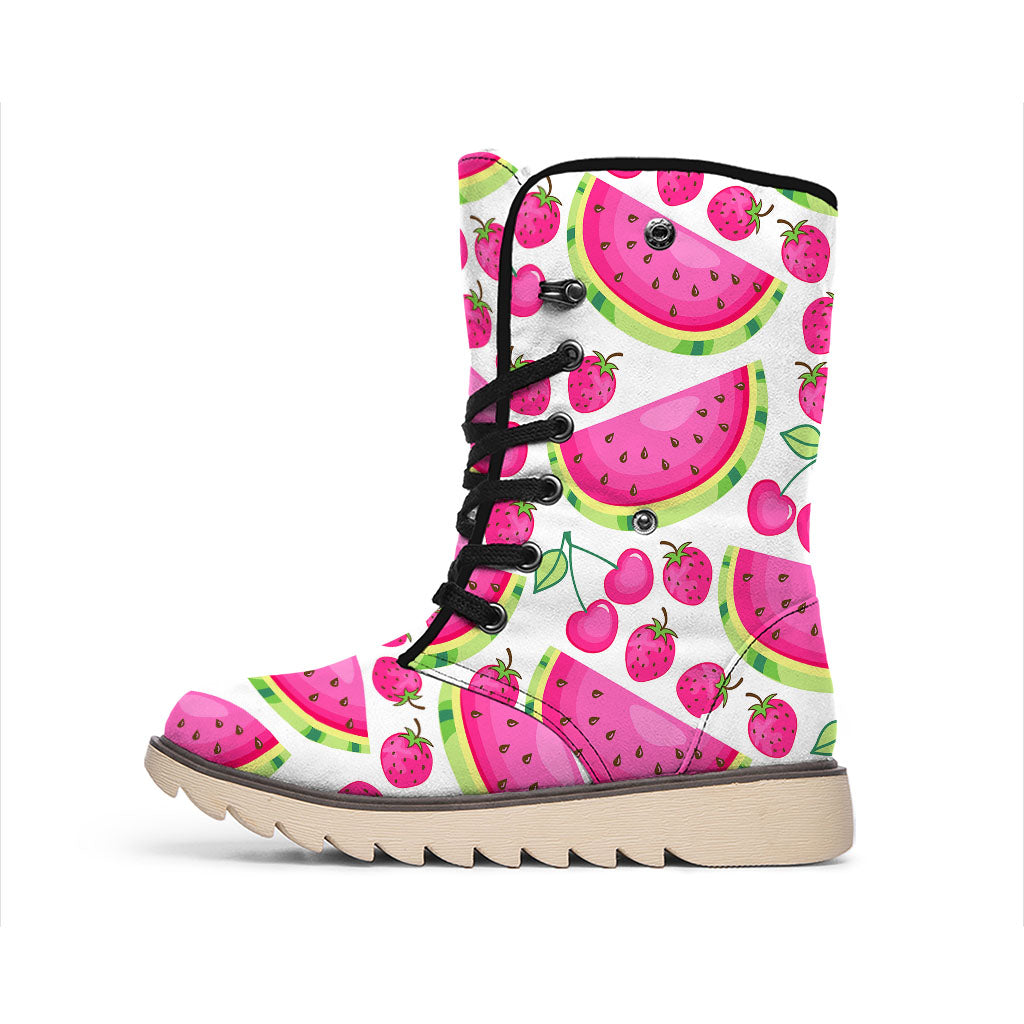 Cute Berry Watermelon Pattern Print Winter Boots