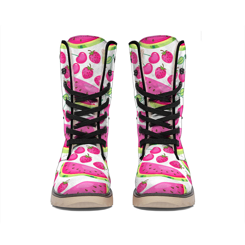 Cute Berry Watermelon Pattern Print Winter Boots