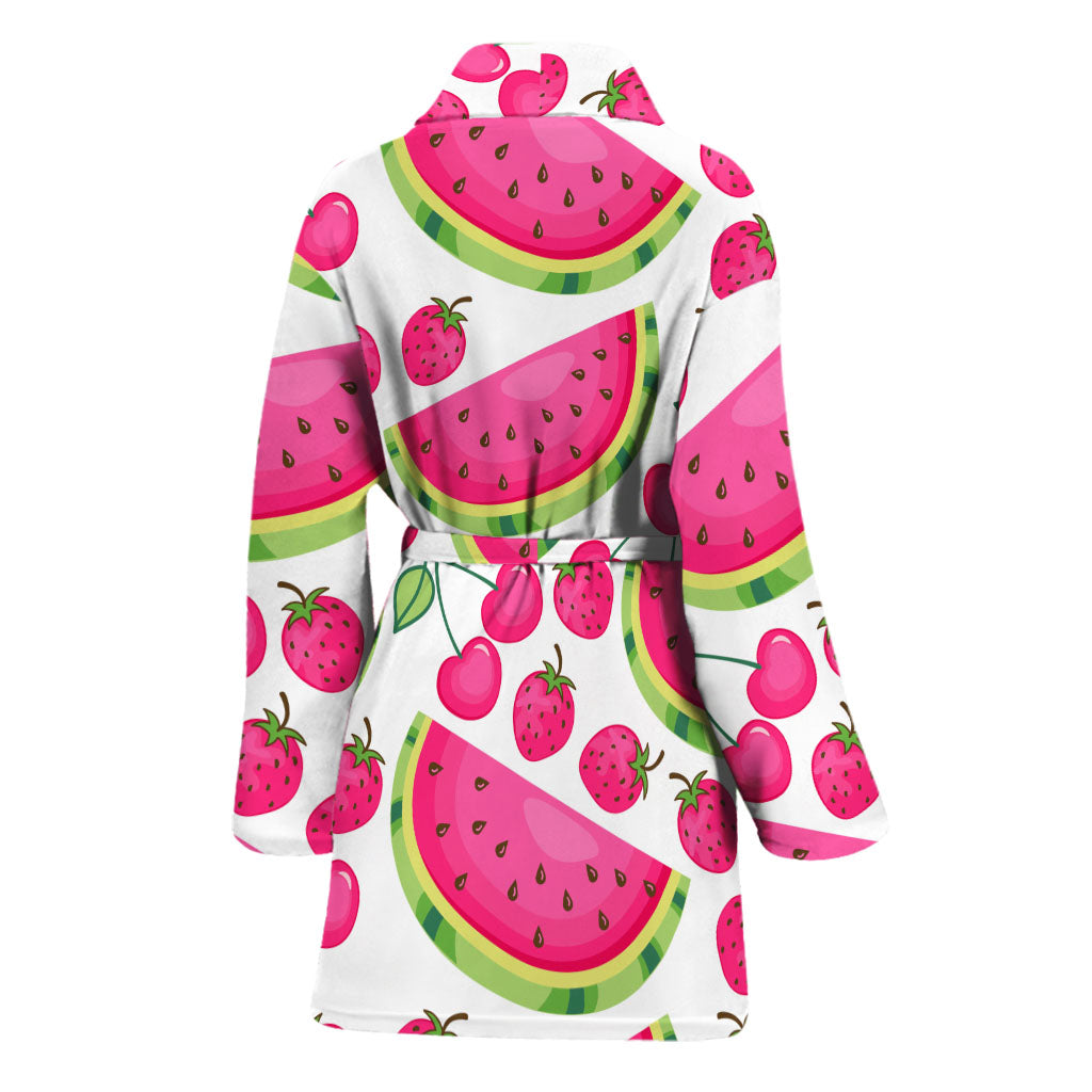 Cute Berry Watermelon Pattern Print Women's Bathrobe