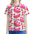 Cute Berry Watermelon Pattern Print Women's Polo Shirt