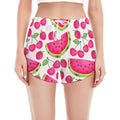 Cute Berry Watermelon Pattern Print Women's Split Running Shorts