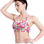 Cute Berry Watermelon Pattern Print Women's Sports Bra
