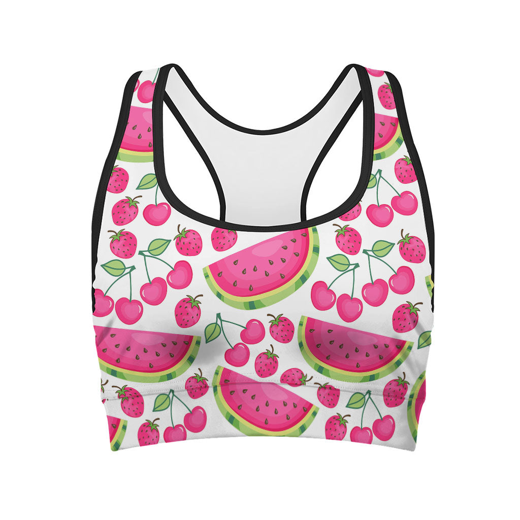 Cute Berry Watermelon Pattern Print Women's Sports Bra