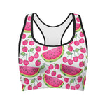 Cute Berry Watermelon Pattern Print Women's Sports Bra
