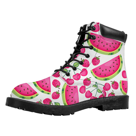 Cute Berry Watermelon Pattern Print Work Boots
