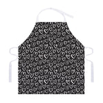 Cute Black And White Heart Pattern Print Adjustable Apron