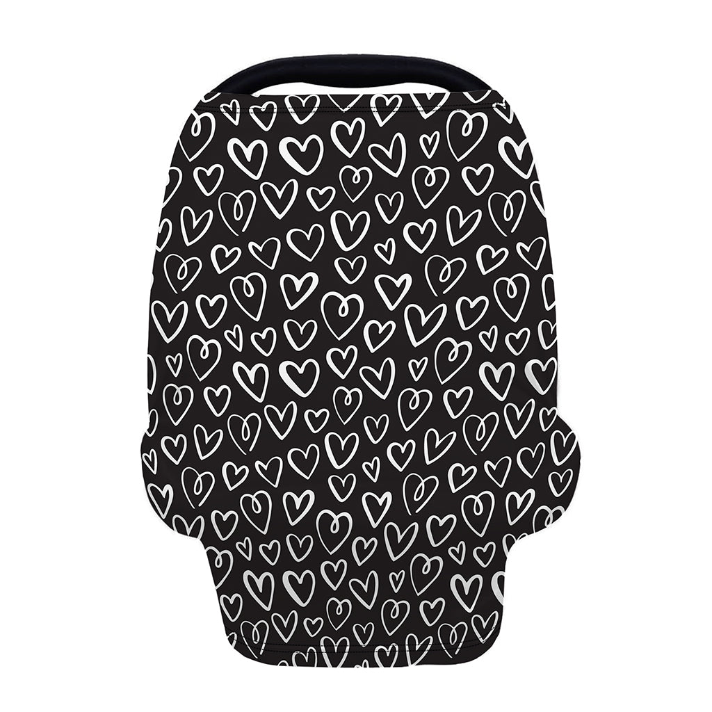 Cute Black And White Heart Pattern Print Baby Seat Cover