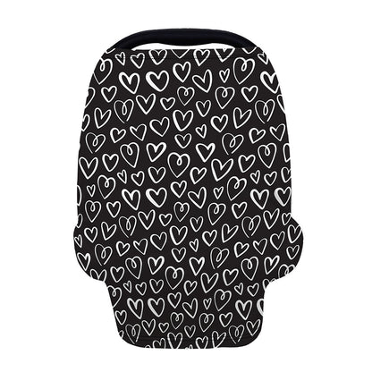 Cute Black And White Heart Pattern Print Baby Seat Cover