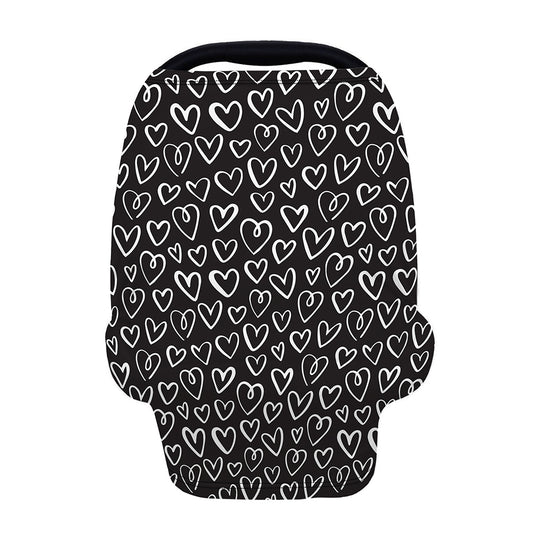 Cute Black And White Heart Pattern Print Baby Seat Cover