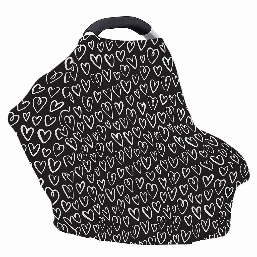 Cute Black And White Heart Pattern Print Baby Seat Cover