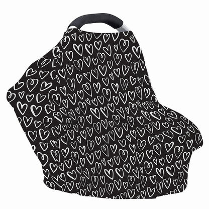 Cute Black And White Heart Pattern Print Baby Seat Cover