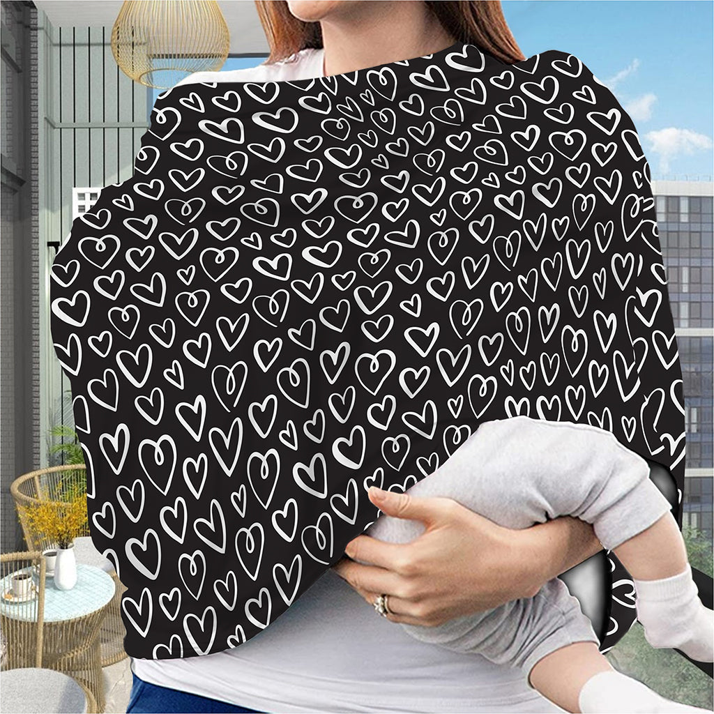 Cute Black And White Heart Pattern Print Baby Seat Cover