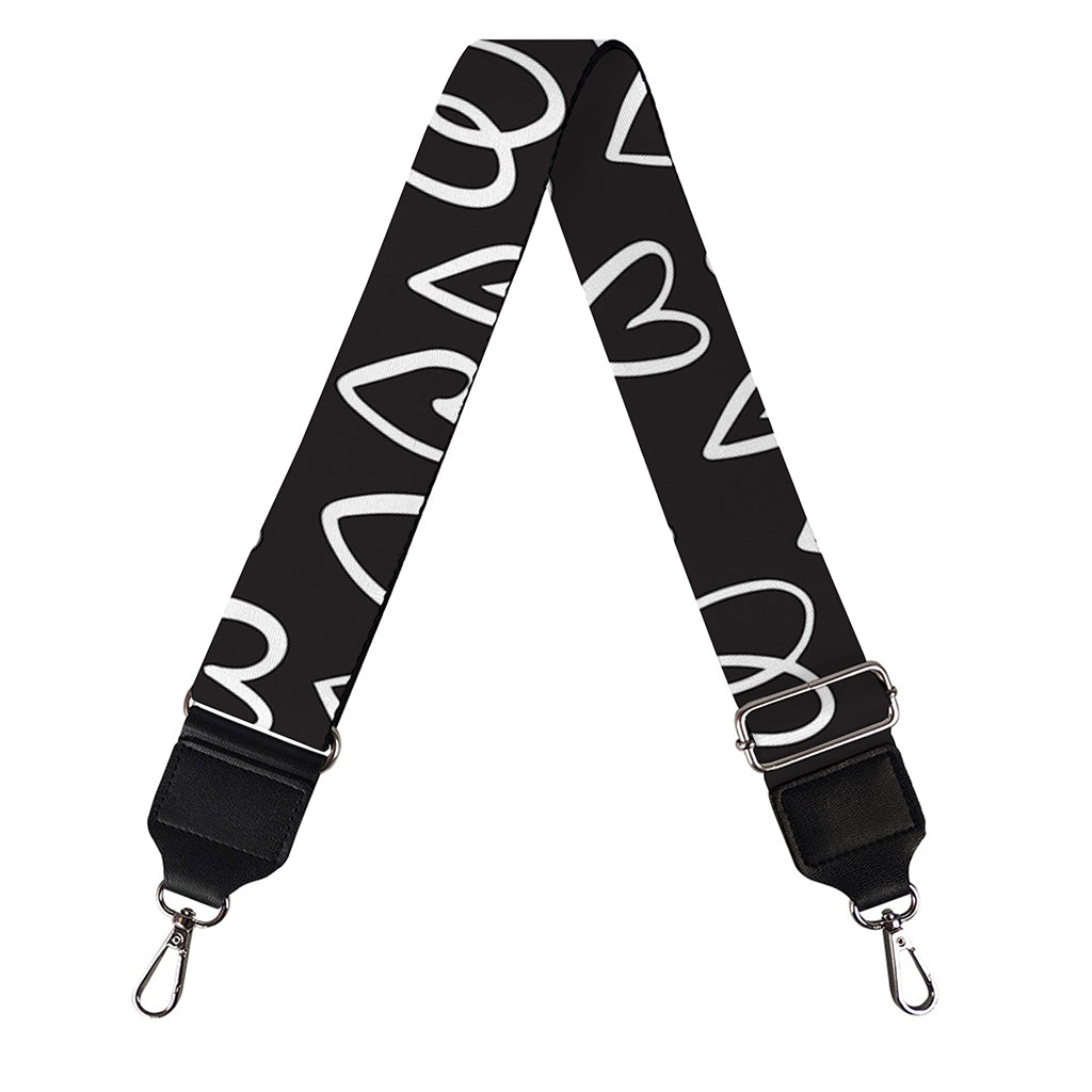Cute Black And White Heart Pattern Print Bag Strap