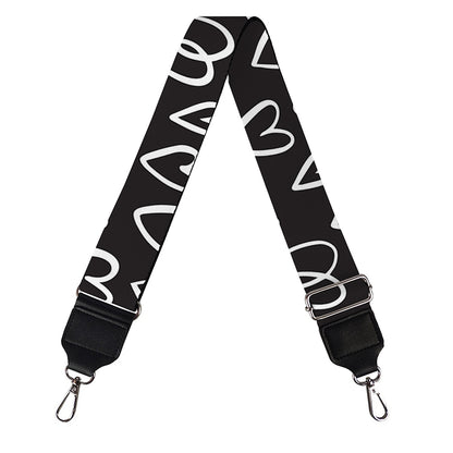 Cute Black And White Heart Pattern Print Bag Strap