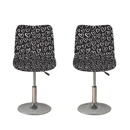 Cute Black And White Heart Pattern Print Bar Stool Covers
