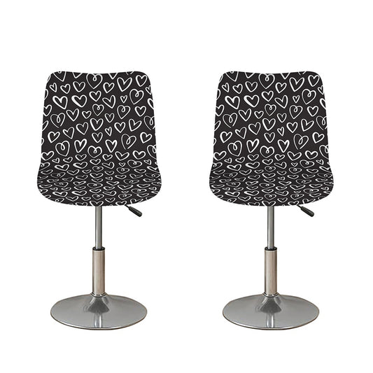 Cute Black And White Heart Pattern Print Bar Stool Covers