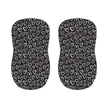 Cute Black And White Heart Pattern Print Bar Stool Covers