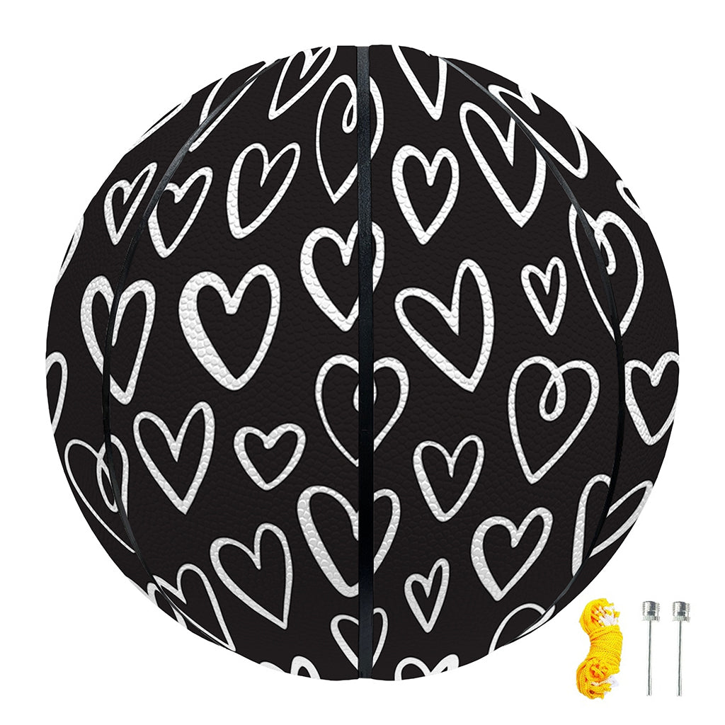 Cute Black And White Heart Pattern Print Basketball