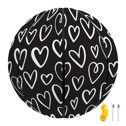 Cute Black And White Heart Pattern Print Basketball