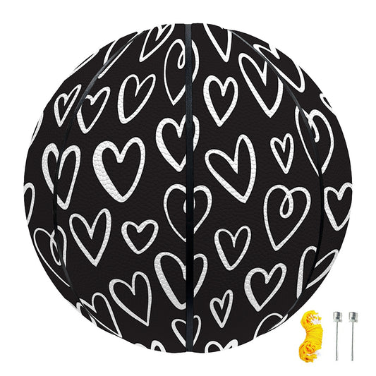 Cute Black And White Heart Pattern Print Basketball