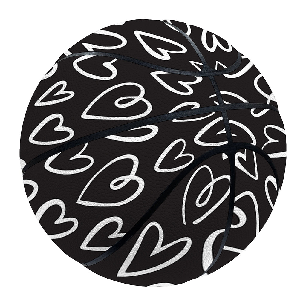 Cute Black And White Heart Pattern Print Basketball