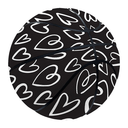Cute Black And White Heart Pattern Print Basketball