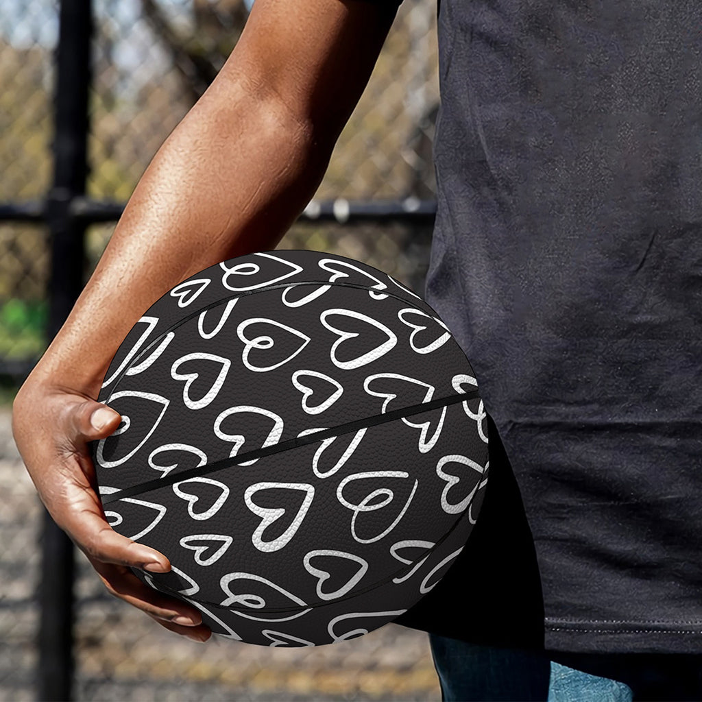 Cute Black And White Heart Pattern Print Basketball