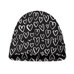 Cute Black And White Heart Pattern Print Beanie
