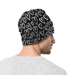 Cute Black And White Heart Pattern Print Beanie