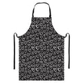 Cute Black And White Heart Pattern Print Bib Apron With Pocket