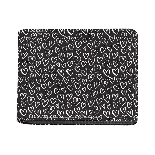 Cute Black And White Heart Pattern Print Bifold Wallet