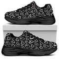 Cute Black And White Heart Pattern Print Black Chunky Shoes