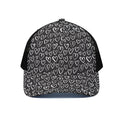 Cute Black And White Heart Pattern Print Black Mesh Trucker Hat