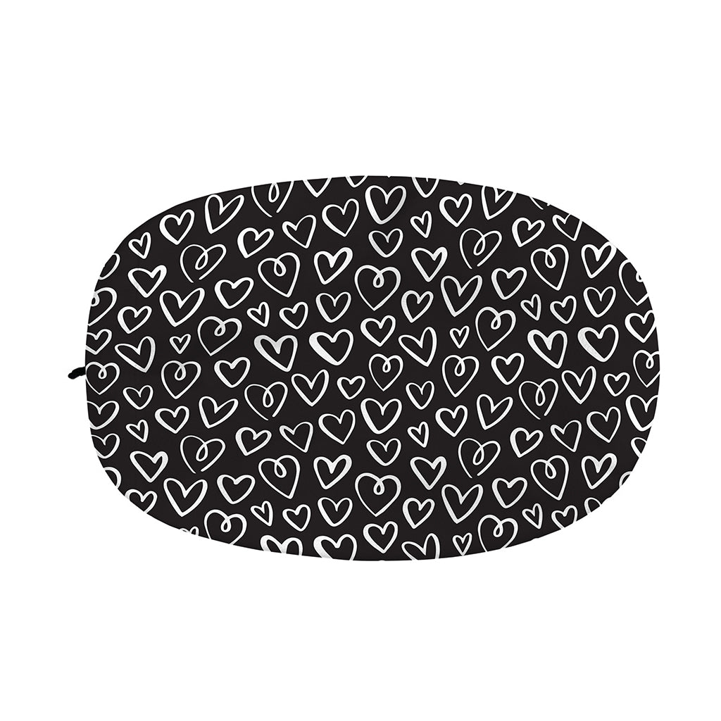 Cute Black And White Heart Pattern Print Car Side Mirror Covers