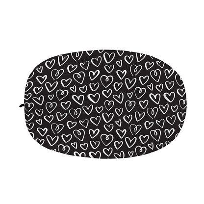 Cute Black And White Heart Pattern Print Car Side Mirror Covers