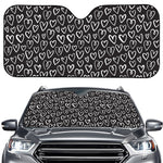 Cute Black And White Heart Pattern Print Car Windshield Sun Shade