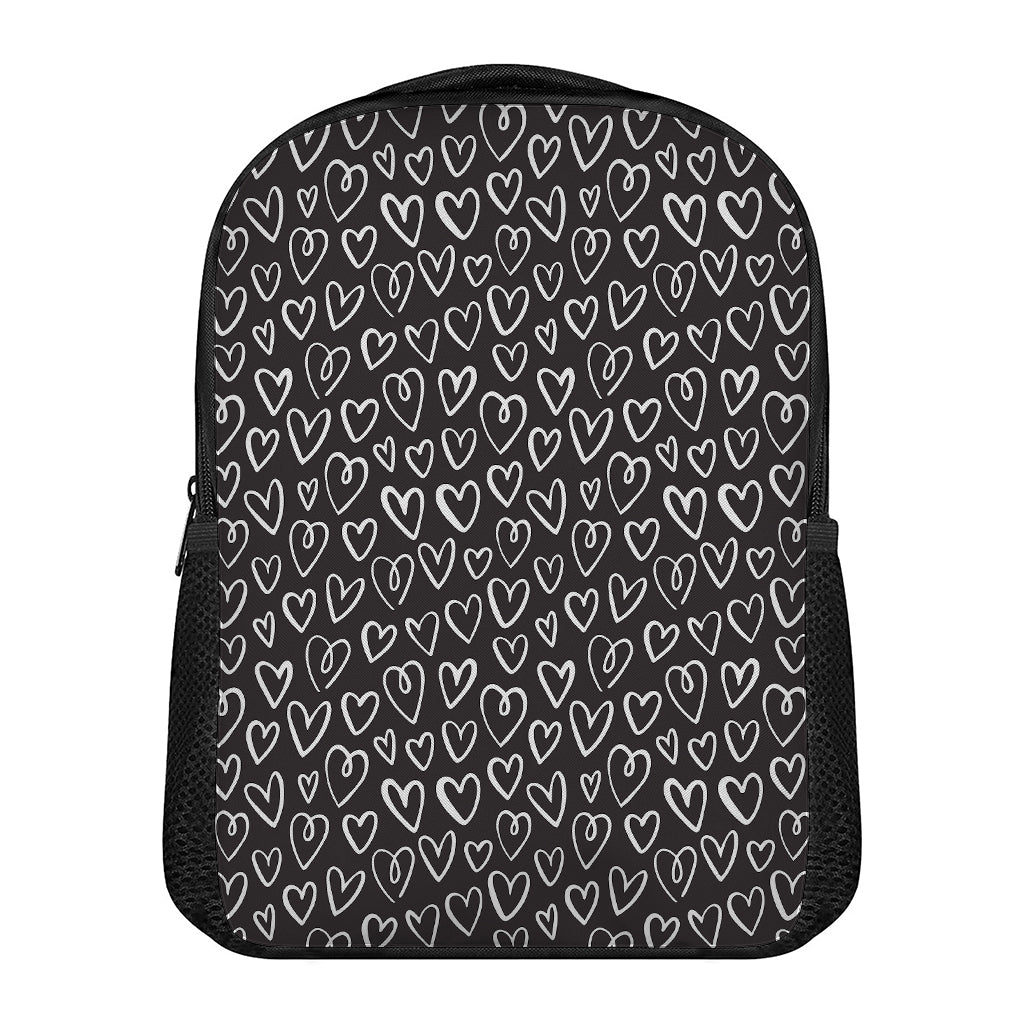 Cute Black And White Heart Pattern Print Casual Backpack