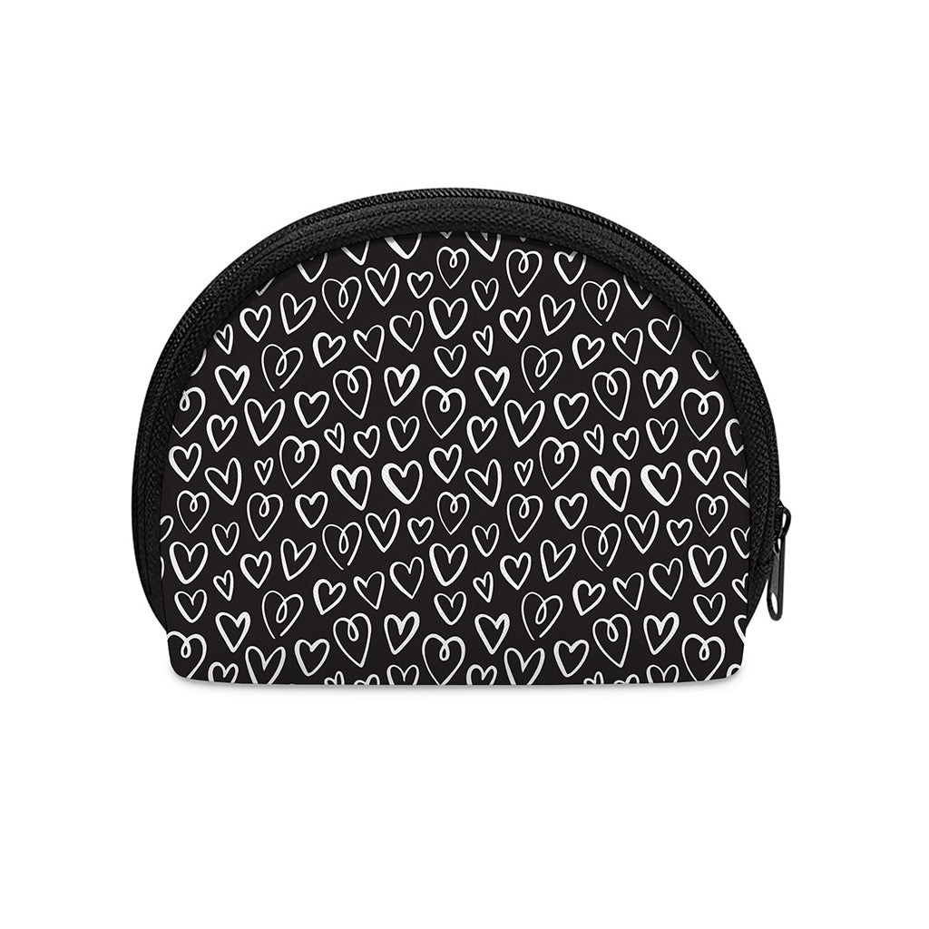 Cute Black And White Heart Pattern Print Coin Purse