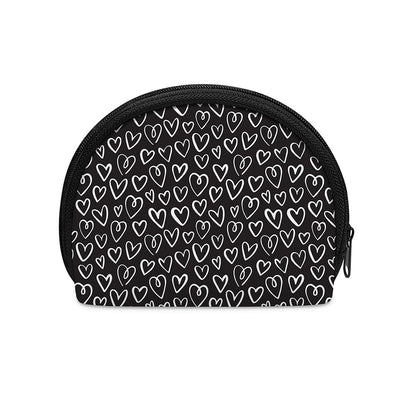 Cute Black And White Heart Pattern Print Coin Purse