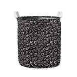 Cute Black And White Heart Pattern Print Collapsible Laundry Basket