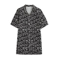 Cute Black And White Heart Pattern Print Cotton Hawaiian Shirt