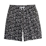 Cute Black And White Heart Pattern Print Cotton Shorts