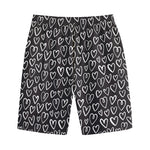 Cute Black And White Heart Pattern Print Cotton Shorts