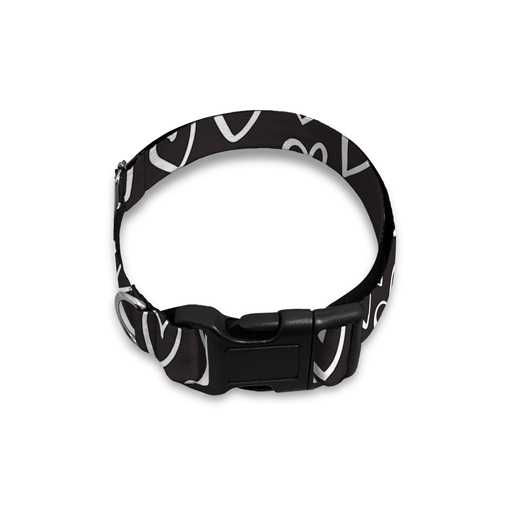 Cute Black And White Heart Pattern Print Dog Collar